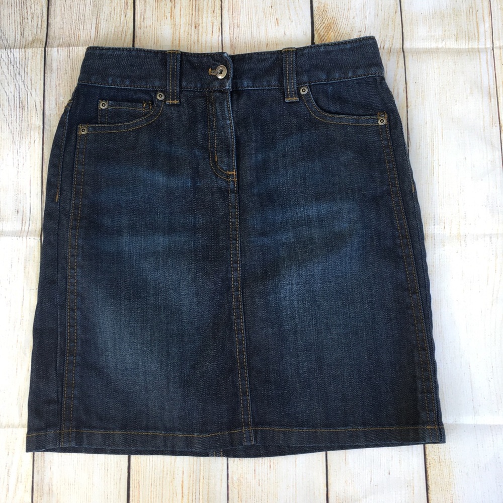 Ann Taylor Denim Blue Dark Wash Jean Skirt 2